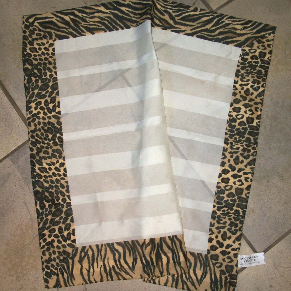Accessory St Ivory Stripe & Animal Print Scarf